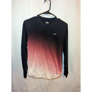 Hollister Mens XS Red Black Knit Long Sleeve Pullover Henley Polo Shirt